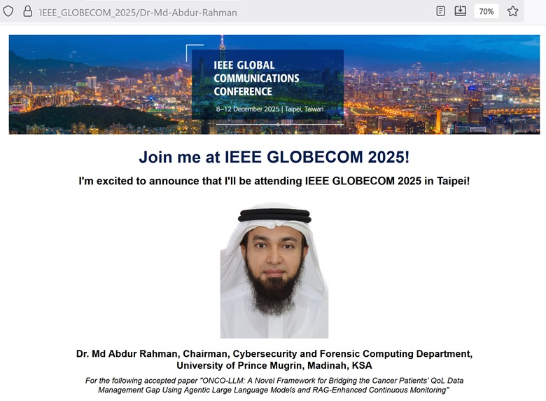 Paper Presented at IEEE GLOBECOM 2025, Taipei — ONCO-LLM: AI for Cancer Patient Quality of Life